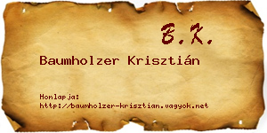Baumholzer Krisztián névjegykártya